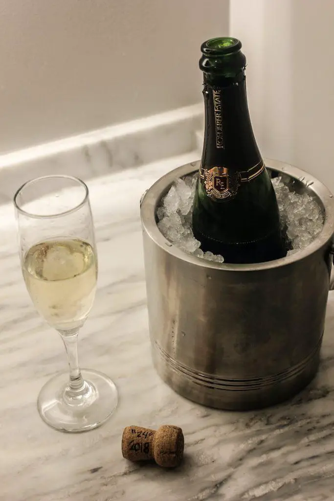 chill wine in an ice bucket