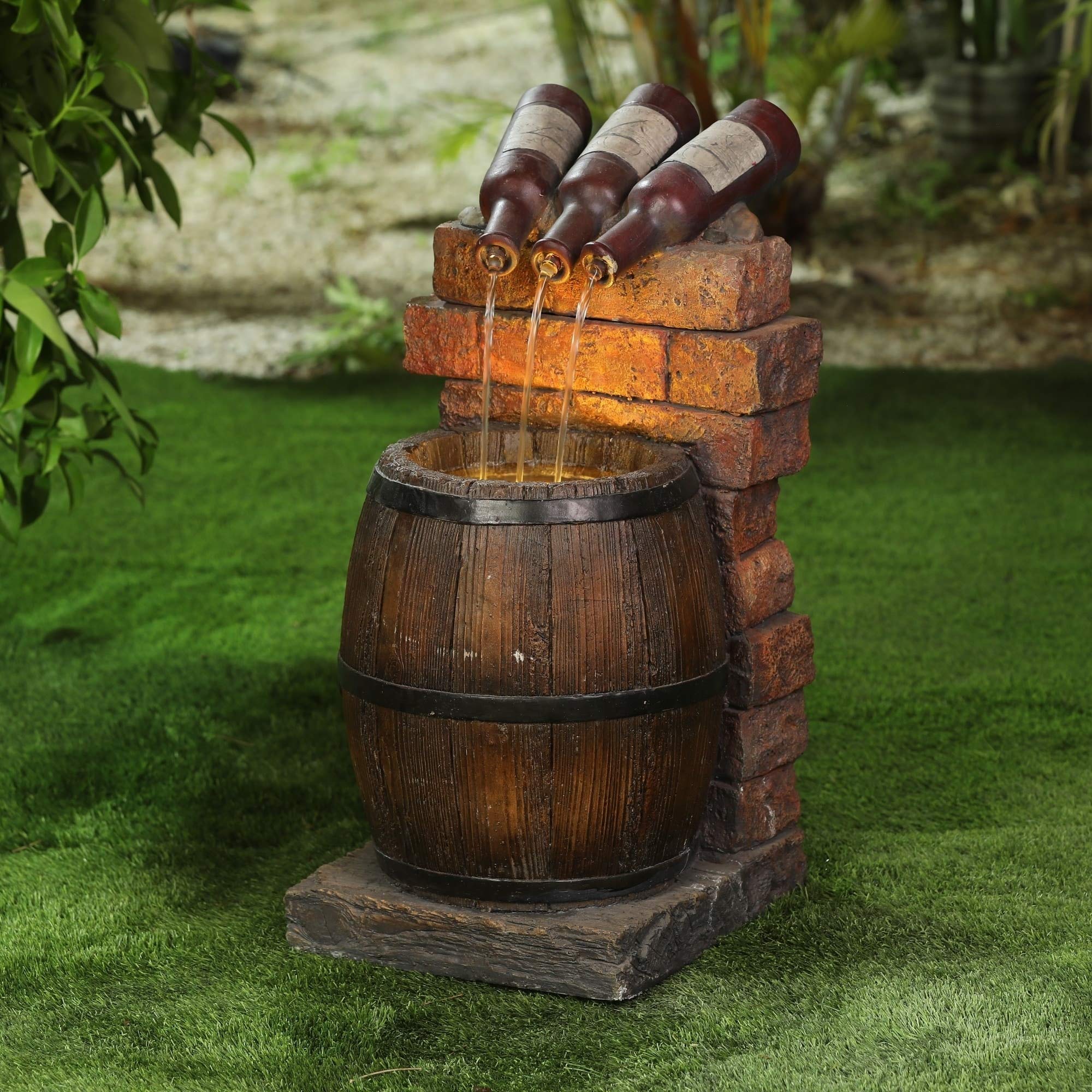 Rustic Wine Barrel Fountain